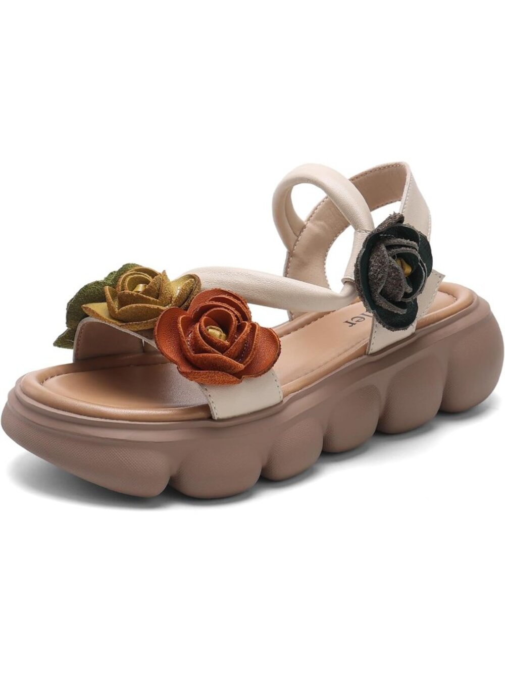 Women's White Breathable Open Toe Soft Insole Wedge Sandals Adjustable Straps